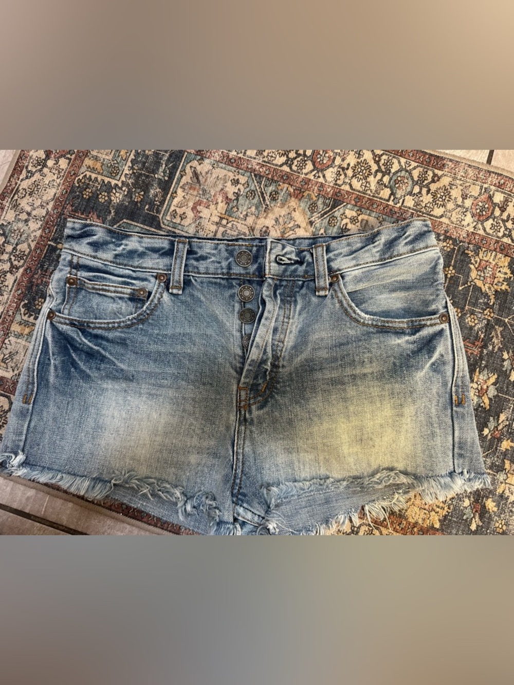 Free People Light Blue High-Rise Denim Shorts